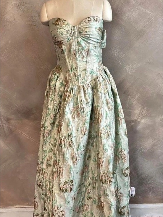 ASOS Dresses & Skirts - ASOS Floral Strapless Maxi Dress Green Pink US 6 Like New